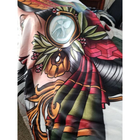 Ambesonne Trippy Art Tapestry, Female Lady with Feather on Head - Picture 3 of 9